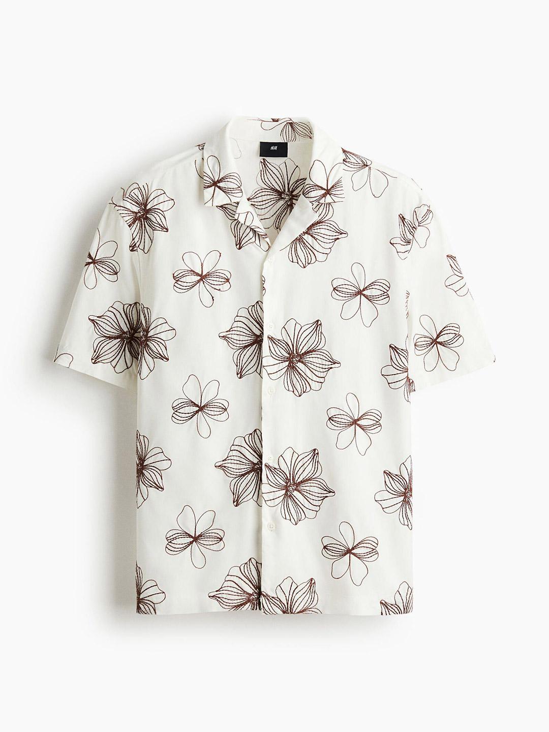 H&M Regular Fit Embroidered Resort Shirt