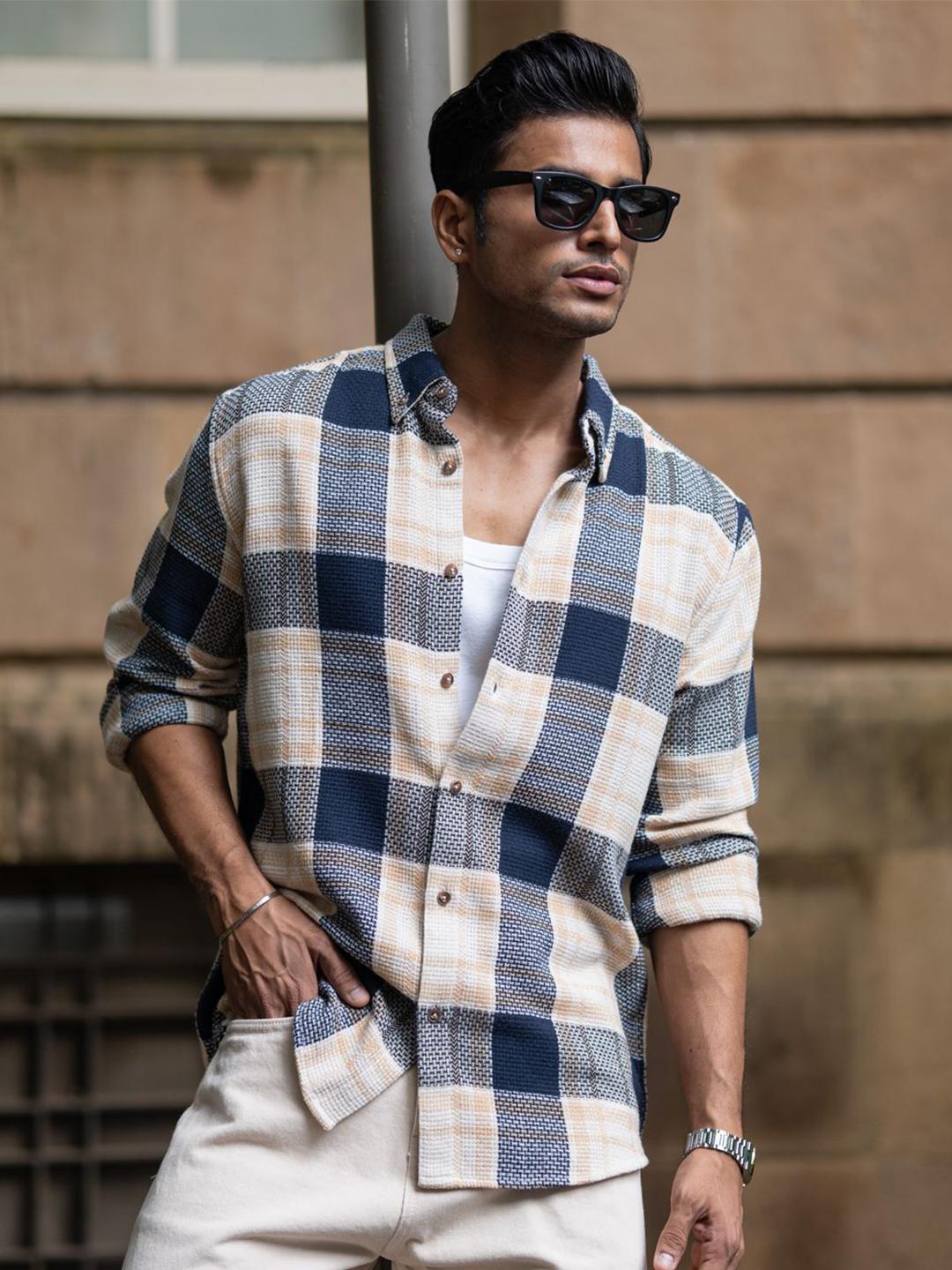 Powerlook Tartan Checked Long Sleeves Cotton Shirt - Image 1