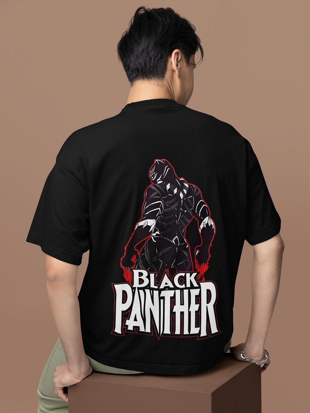 Buy HANGERHOOD Men Black Panther Graphic Printed Round Neck Pure