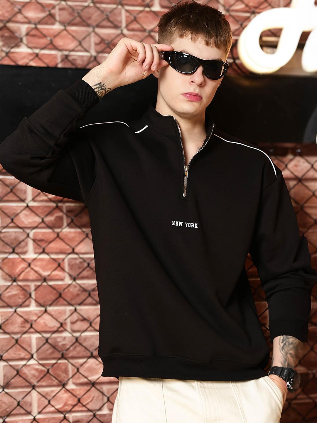 Maniac Men Embroidered High Neck Pullover Sweatshirt - Image 1