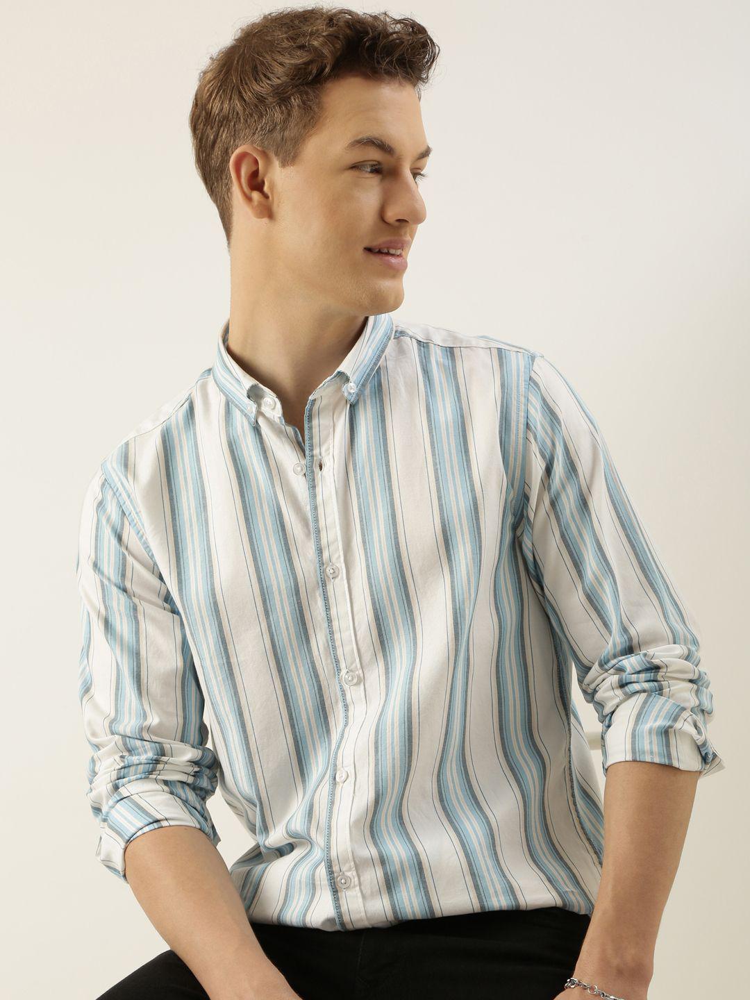 Mast & Harbour  Button-Down Collar Pure Cotton Standard Striped Casual Shirt