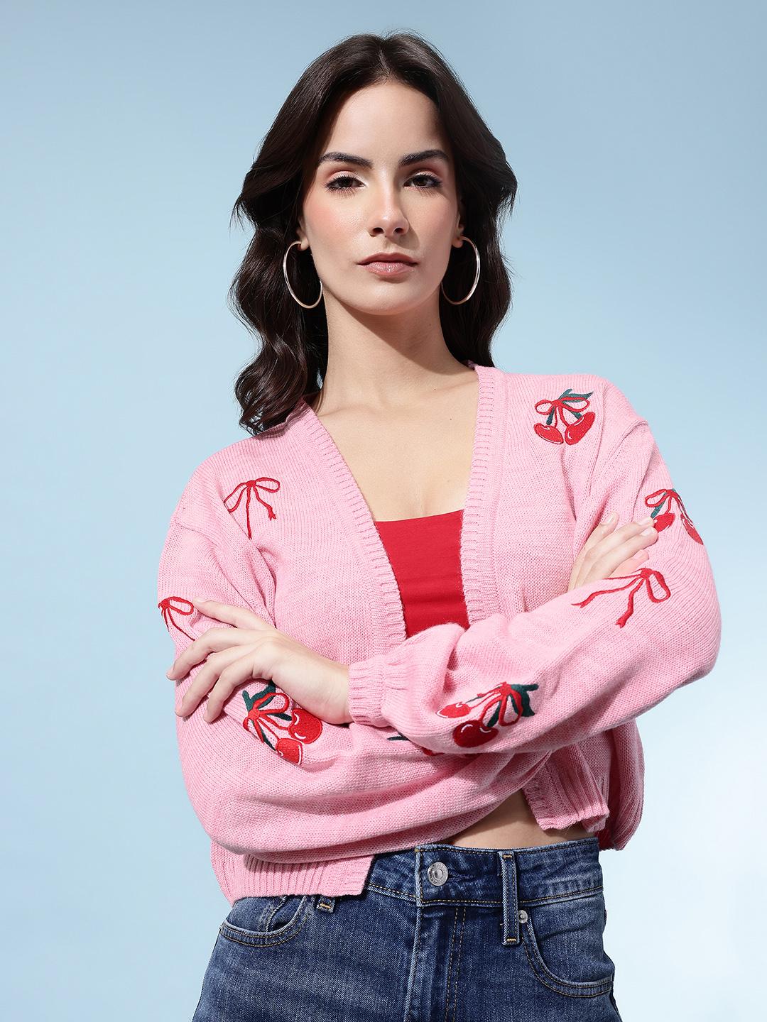 Buy glitchez Conversational Embroidered Oversized Cardigan