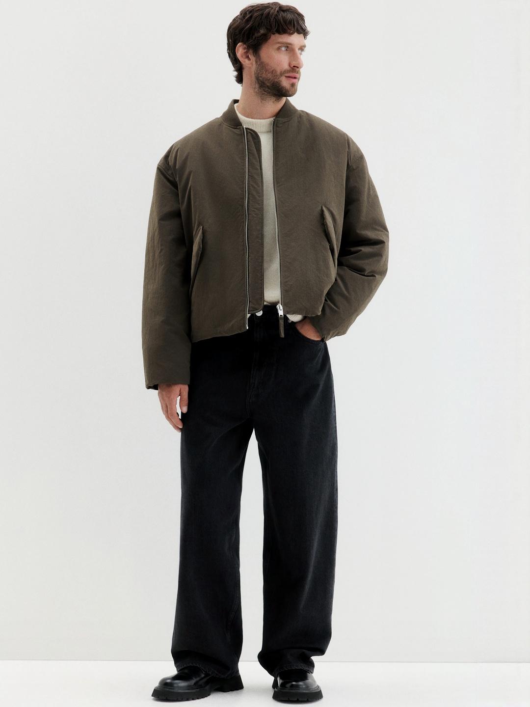 H&M Loose Fit Nylon Bomber Jacket