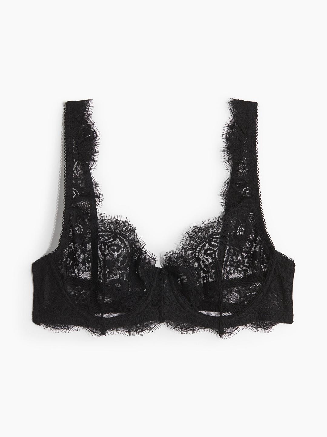 H&M Women Underwired Non Padded Lace Bra
