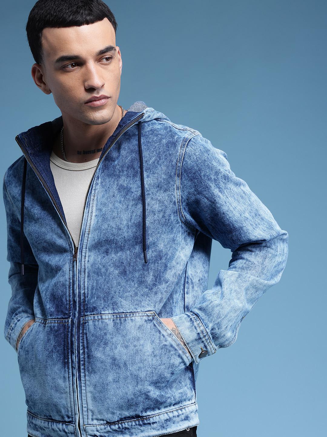 Denim Bdg Jared Hooded Utility Jacket Buy HERE&NOW Relaxed Fit Washed Effect Hooded Pure Cotton Denim Jacket  Jackets For Men 33569456 Myntra