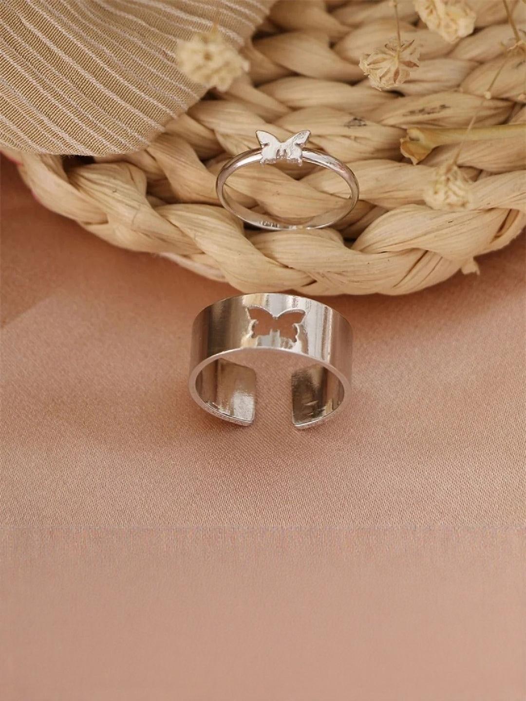 Buy Vembley Unisex Set of Silver-Plated Butterfly Couple Finger