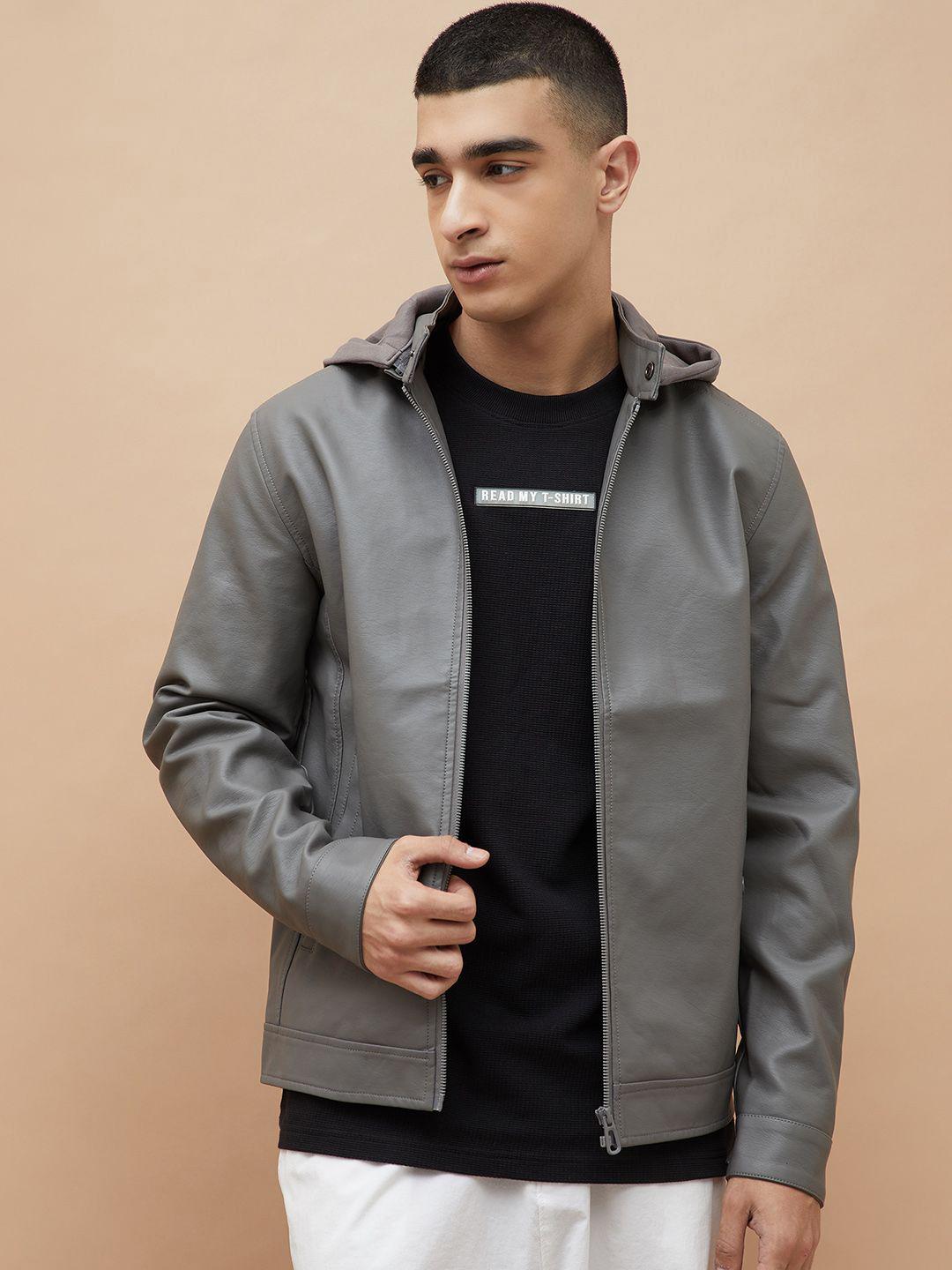 Buy Forca by Lifestyle Men Hooded Solid Leather Jacket - Jackets