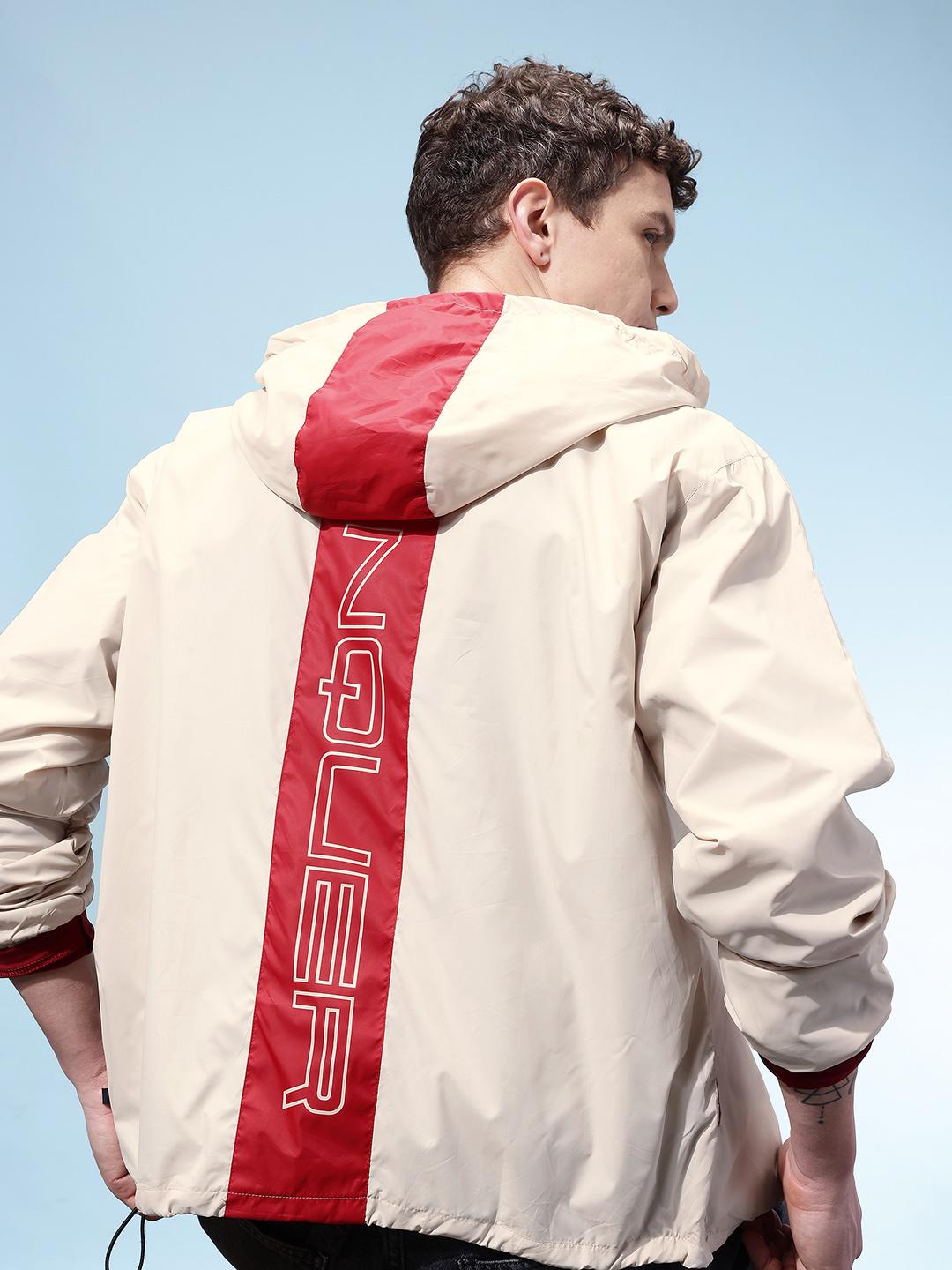 glitchez Typography Windcheater Hooded Jacket With Toggled Hem