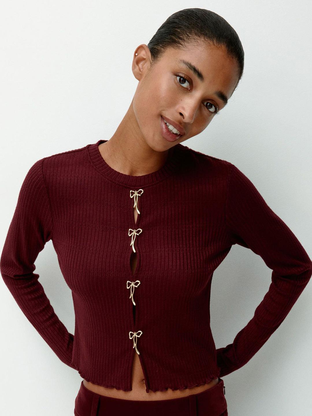 Buy H&M Women Ribbed Bow-Detail Top - Tops for Women 37238776 | Myntra