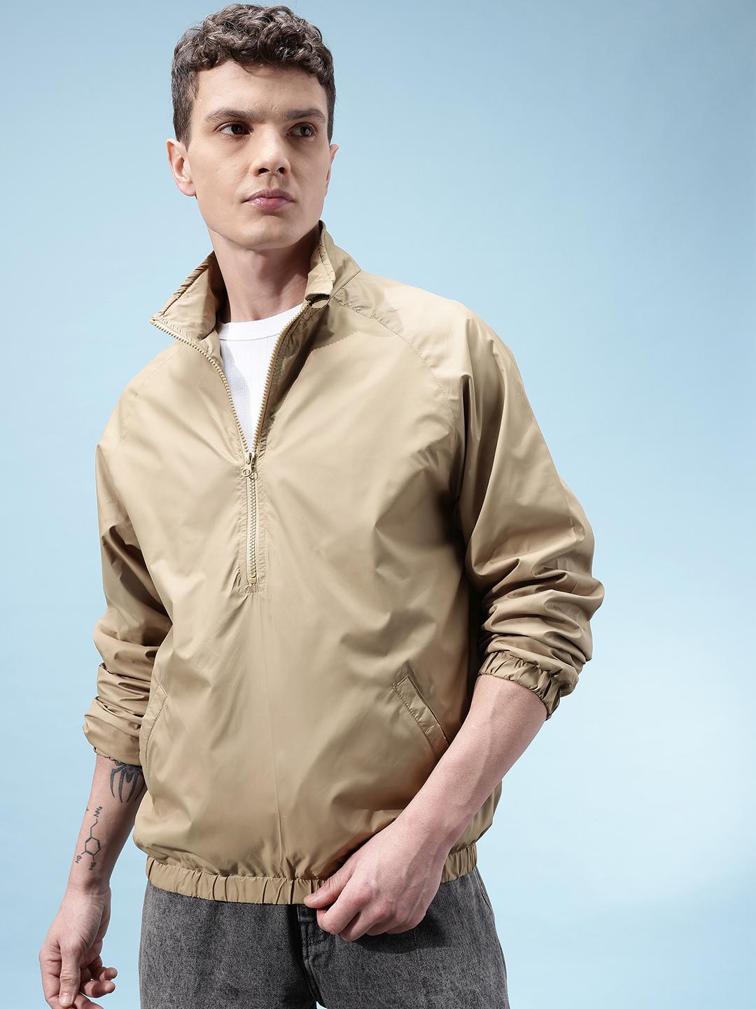 Buy glitchez Mock Collar Half Zipper Oversized Windcheater Bomber