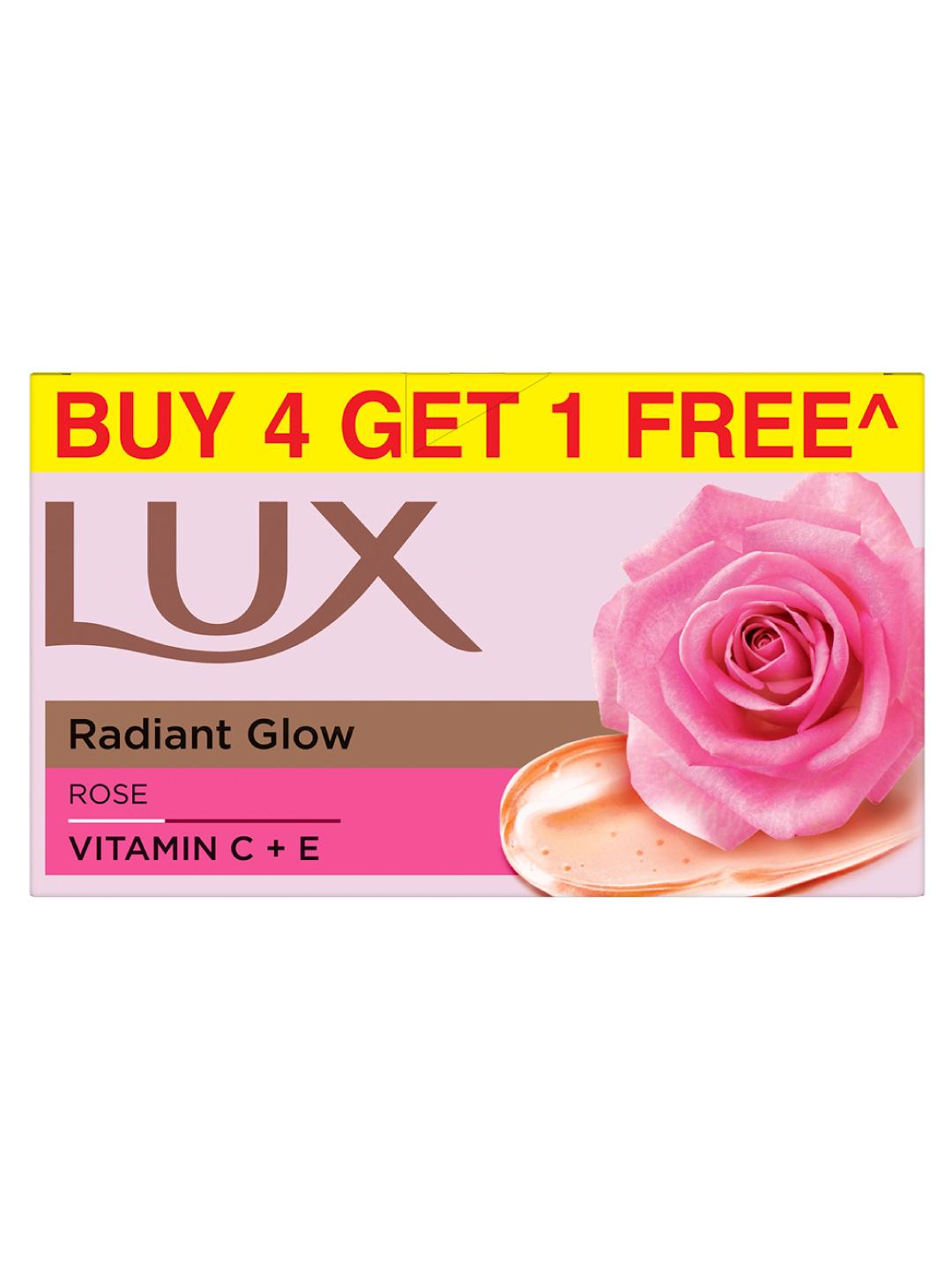 LUX Set of 5 Even Toned Glow Rose Soap with Vitamin C & E - 150 g Each 