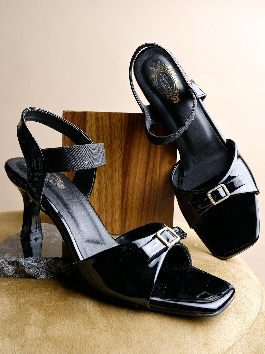 Stylestry Stiletto Square Toe Sandals With Bows - Image 1