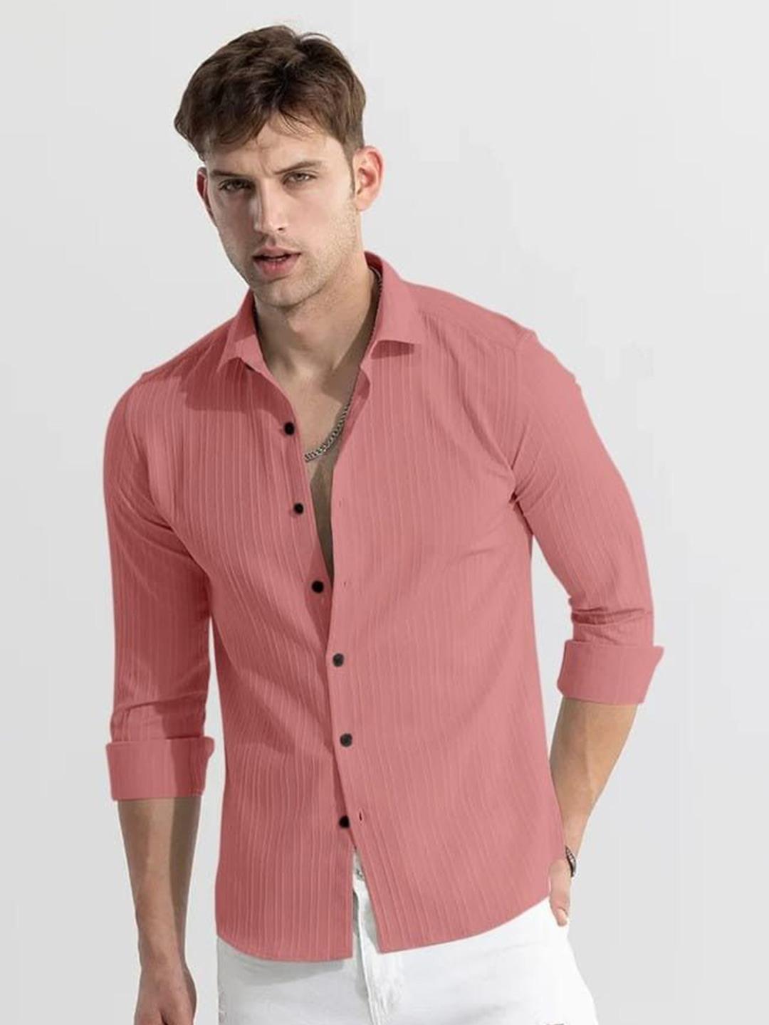 OQUENT Popcorn Standard Textured Spread Collar Shirt - Image 1