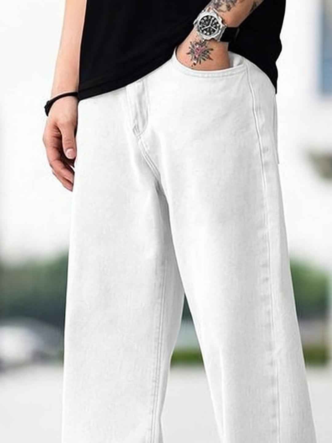 MAAHIT Men Baggy Fit Mid-Rise Clean Look Jeans - Image 1