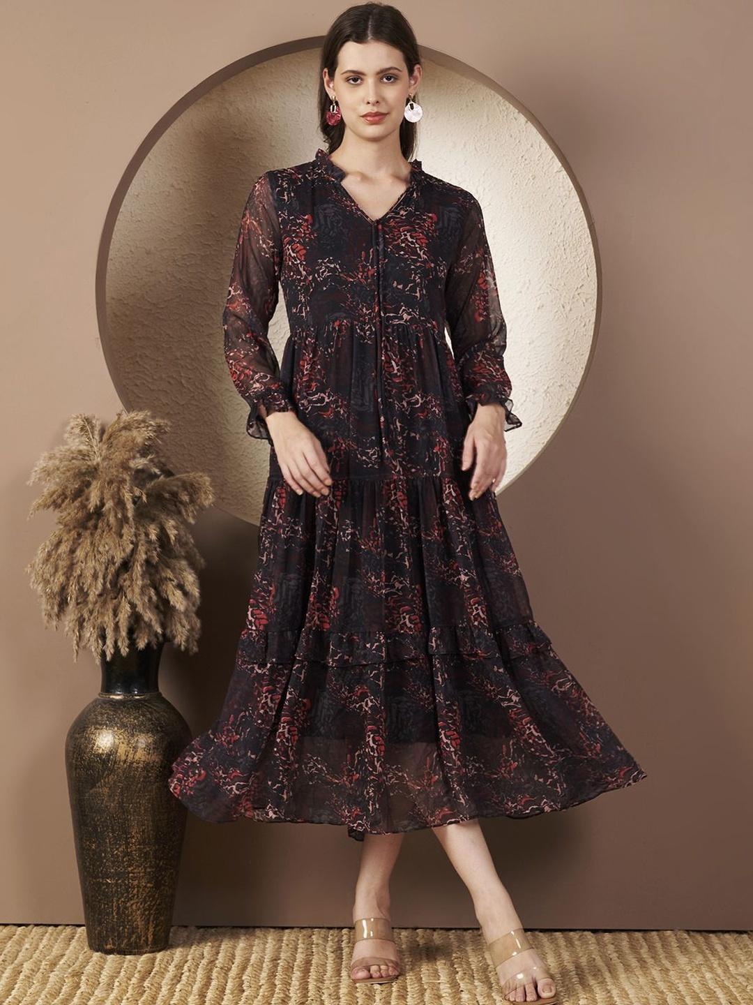 Majolica Pleated Chiffon Long Dress Majolica Pleated Chiffon Long