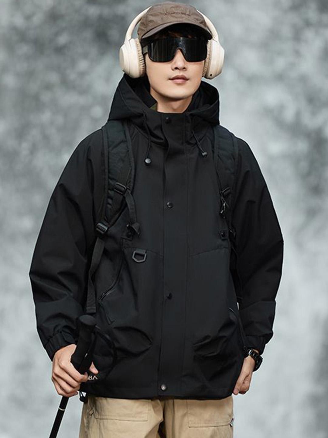 Buy StyleCast x Revolte Men Hooded Solid Windcheater Tailored