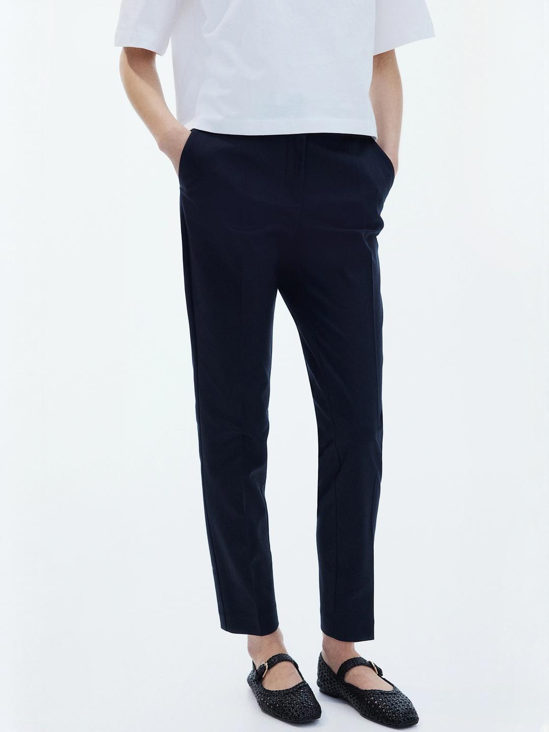 cigarette pants h&m Women's Black Textured Dress Slim Trousers Size EU  CRISSSHOP eye fastening Cigarette Trousers (Women) | Nordstrom