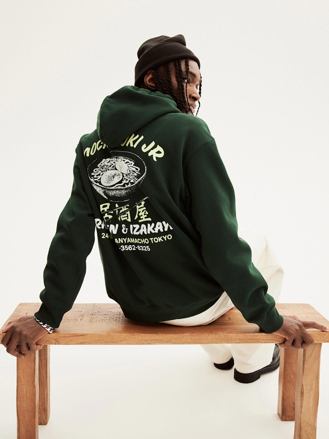 Buy H&M Loose Fit Printed Hoodie - Sweatshirts for Men 31438193