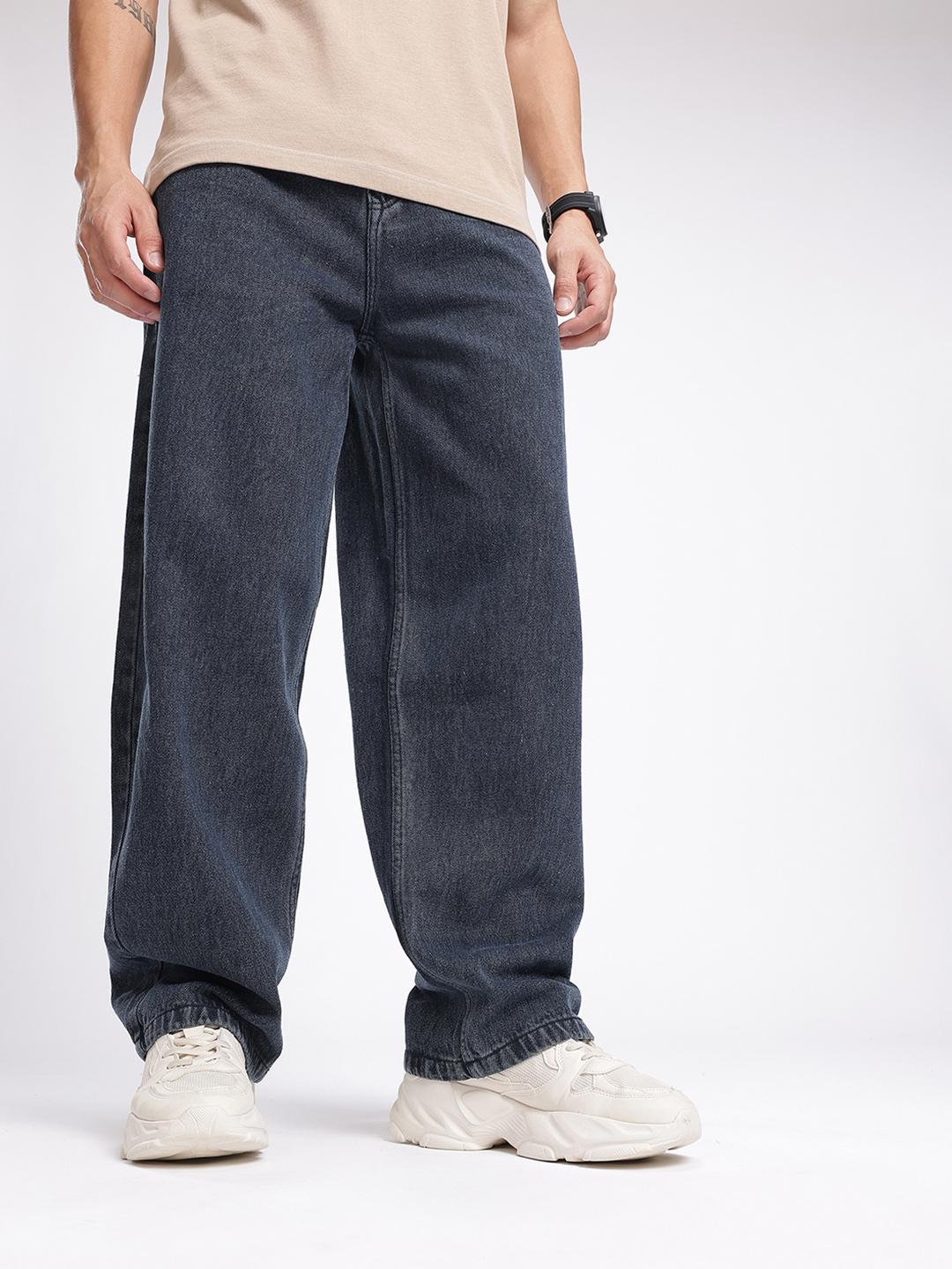 glitchez Men Baggy Fit Light Fade Jeans