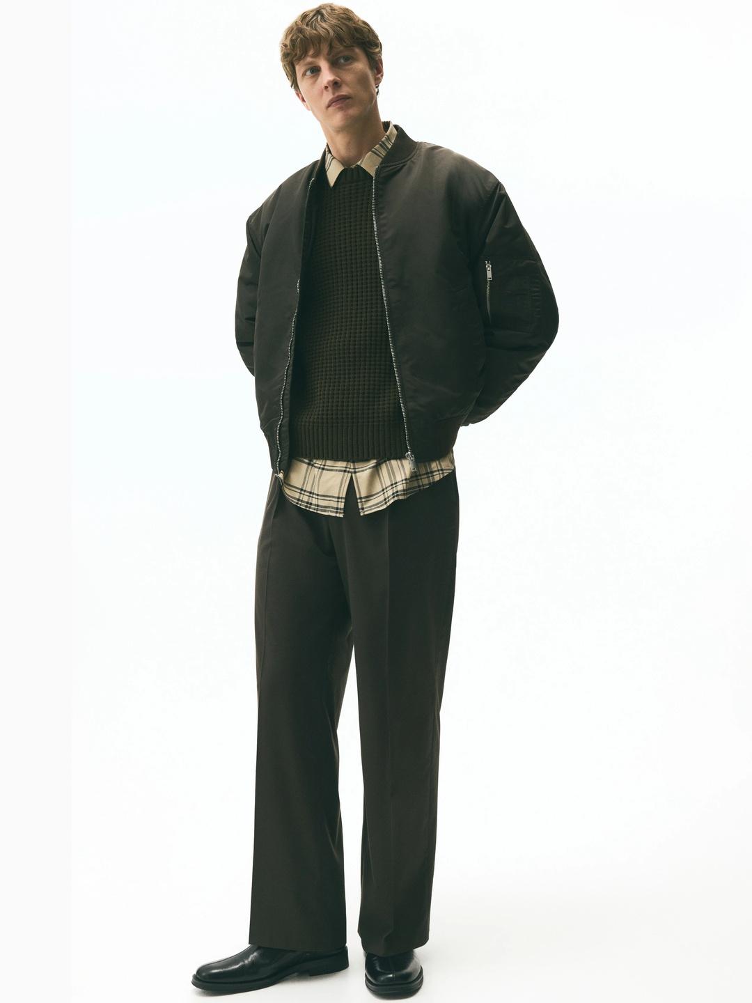 H&M Loose Fit Nylon Bomber Jacket