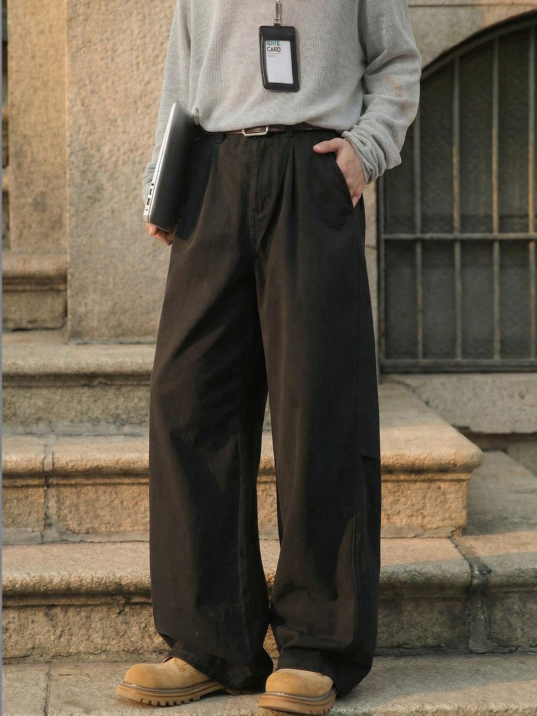 ANDREW HILL Men Easy Wash Pleated Trousers - Image 1