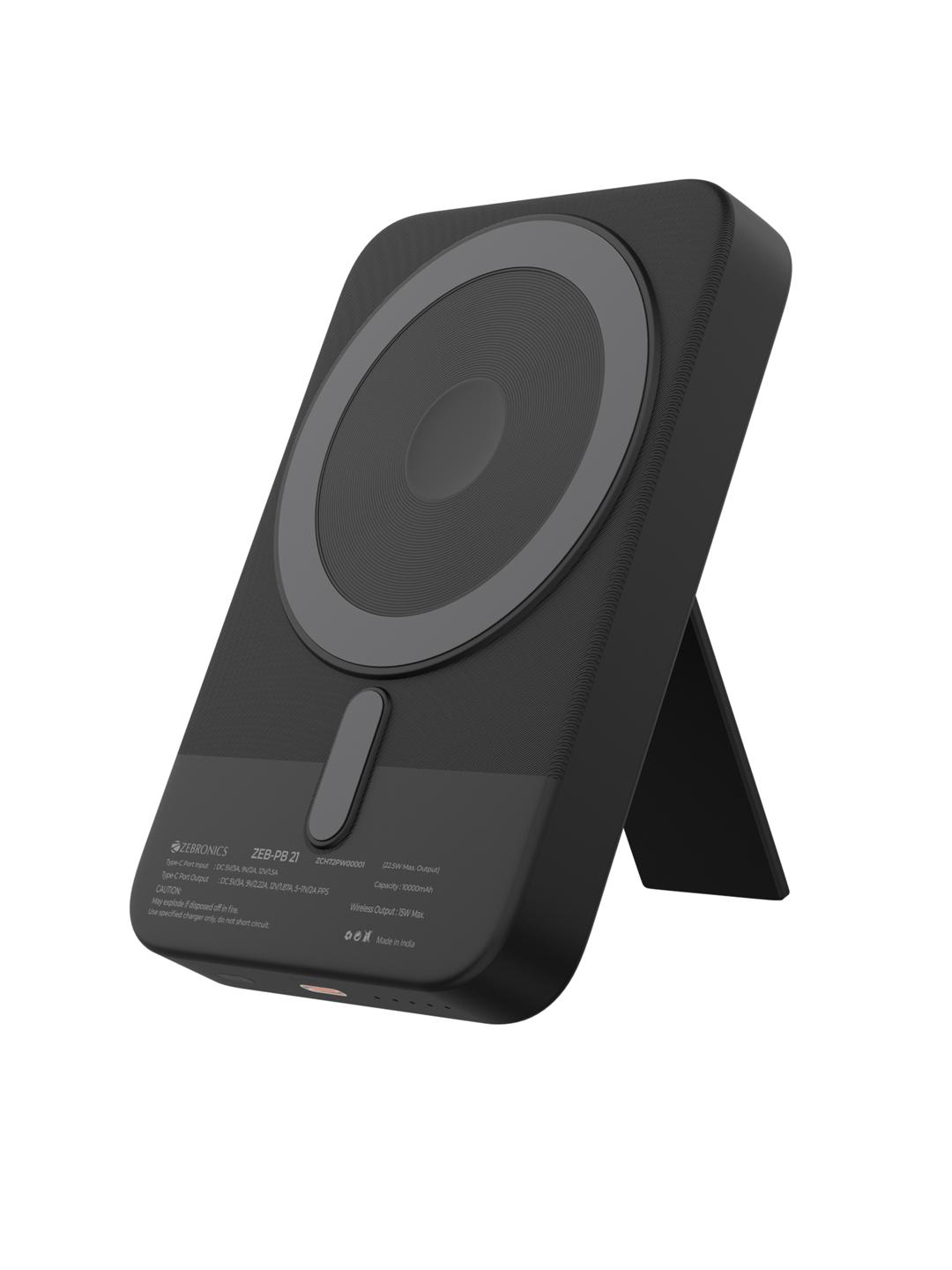 ZEBRONICS EnergiSafe 10R5 10000mAh MagSafe Power Bank - Black - Image 1