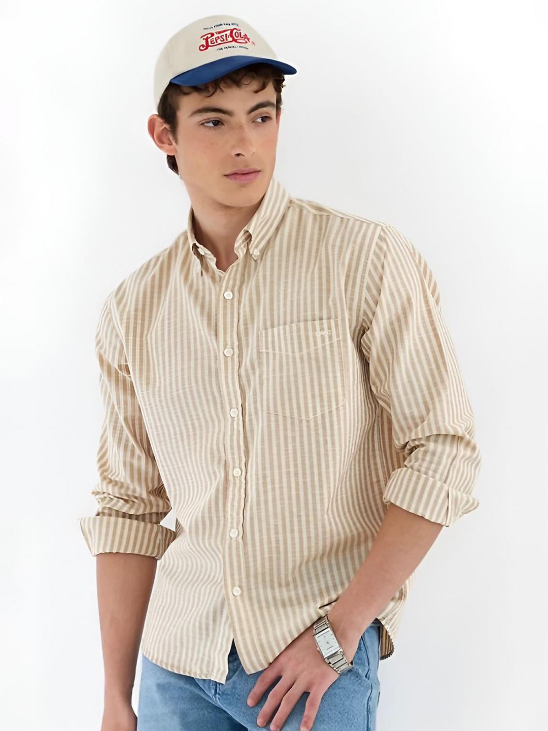 RODEIZ Men Comfort Slim Fit Striped Shirt - Image 1