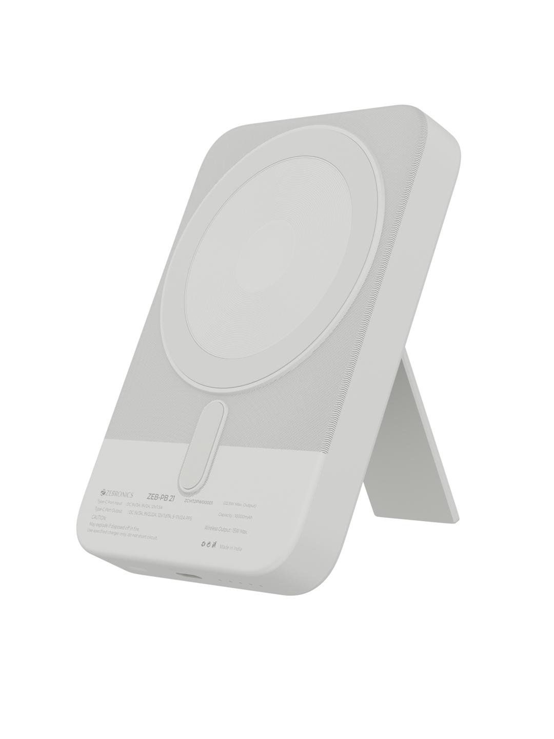 ZEBRONICS EnergiSafe 10R5 10000mAh MagSafe Powder Bank - White - Image 1
