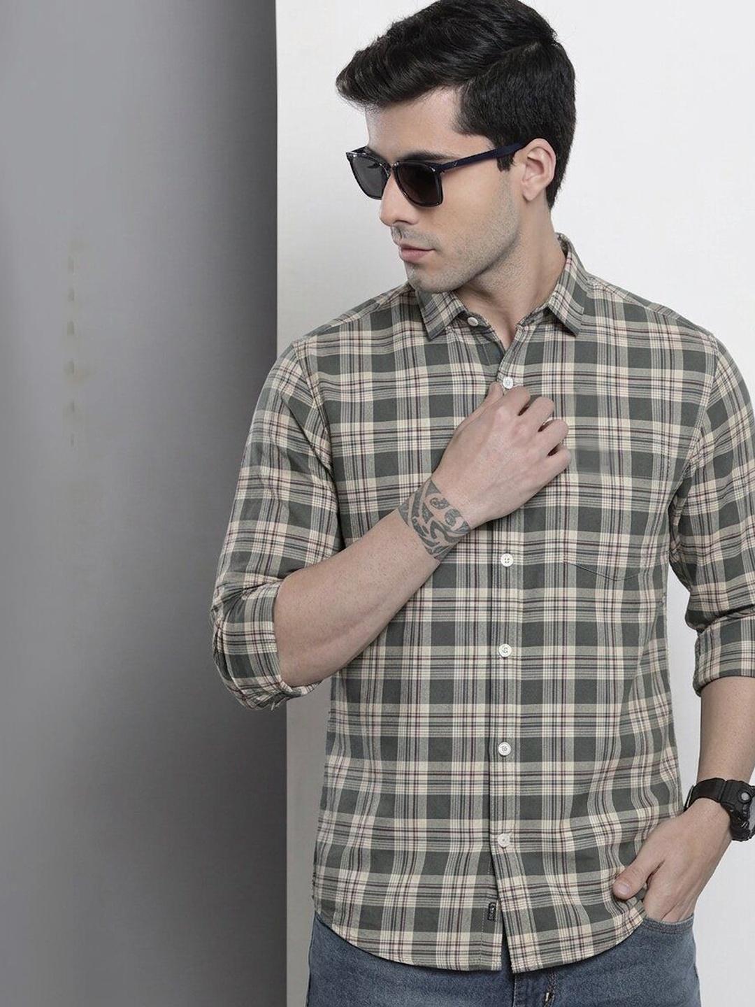 MY__ CHECKED REGULAR COLLAR SHIRT 長袖シャツ Buy The Roadster Lifestyle Co Checked Cotton Spread Collar Shirt