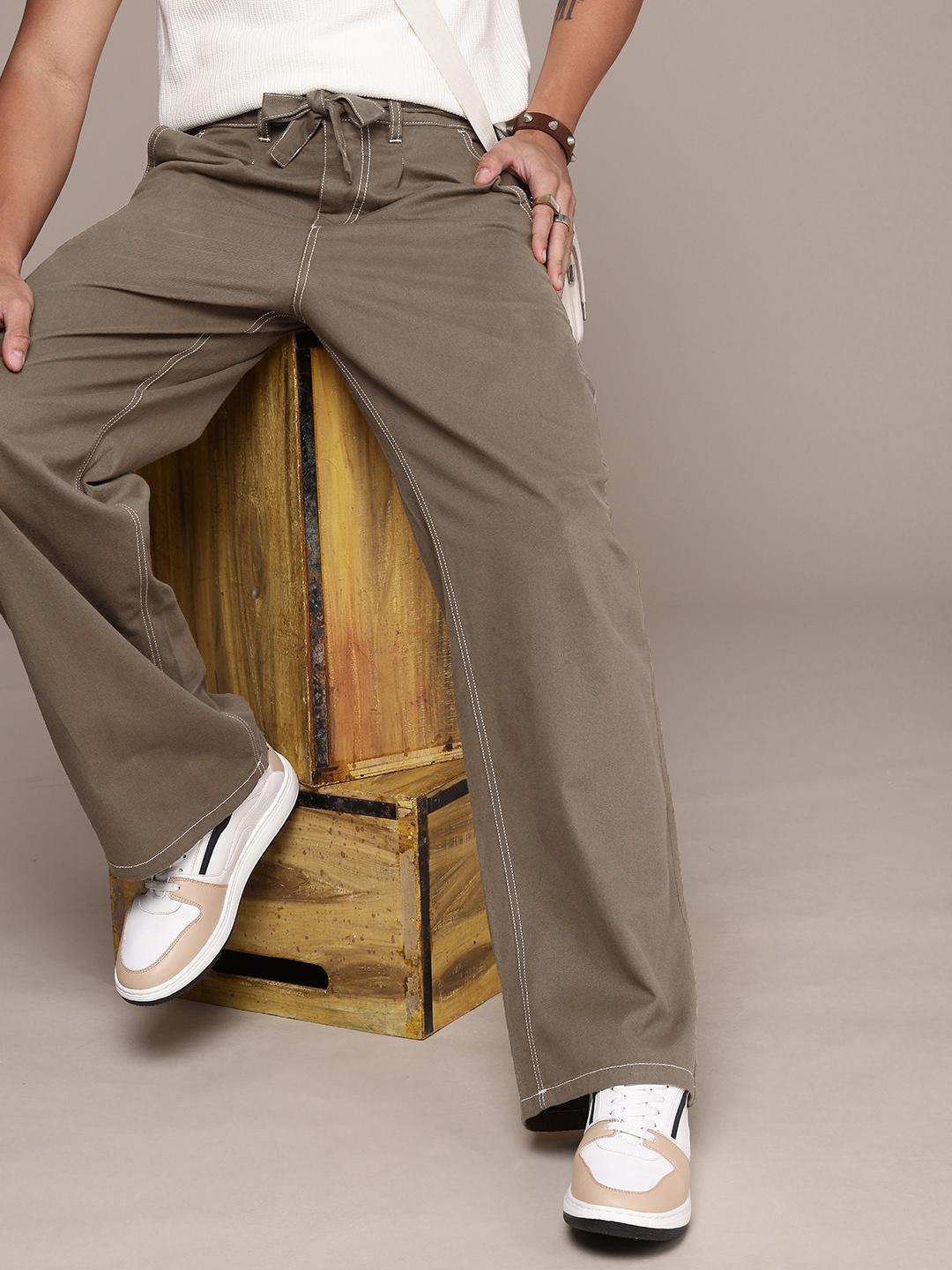 Buy The Roadster Life Co. Men Wide Leg Pure Cotton Chinos Trousers