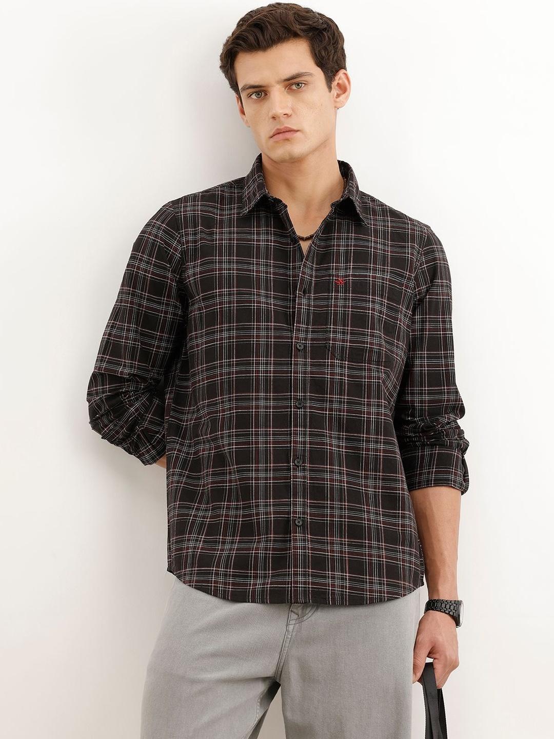 WROGN Men Slim Fit Tartan Checks Casual Shirt - Image 1