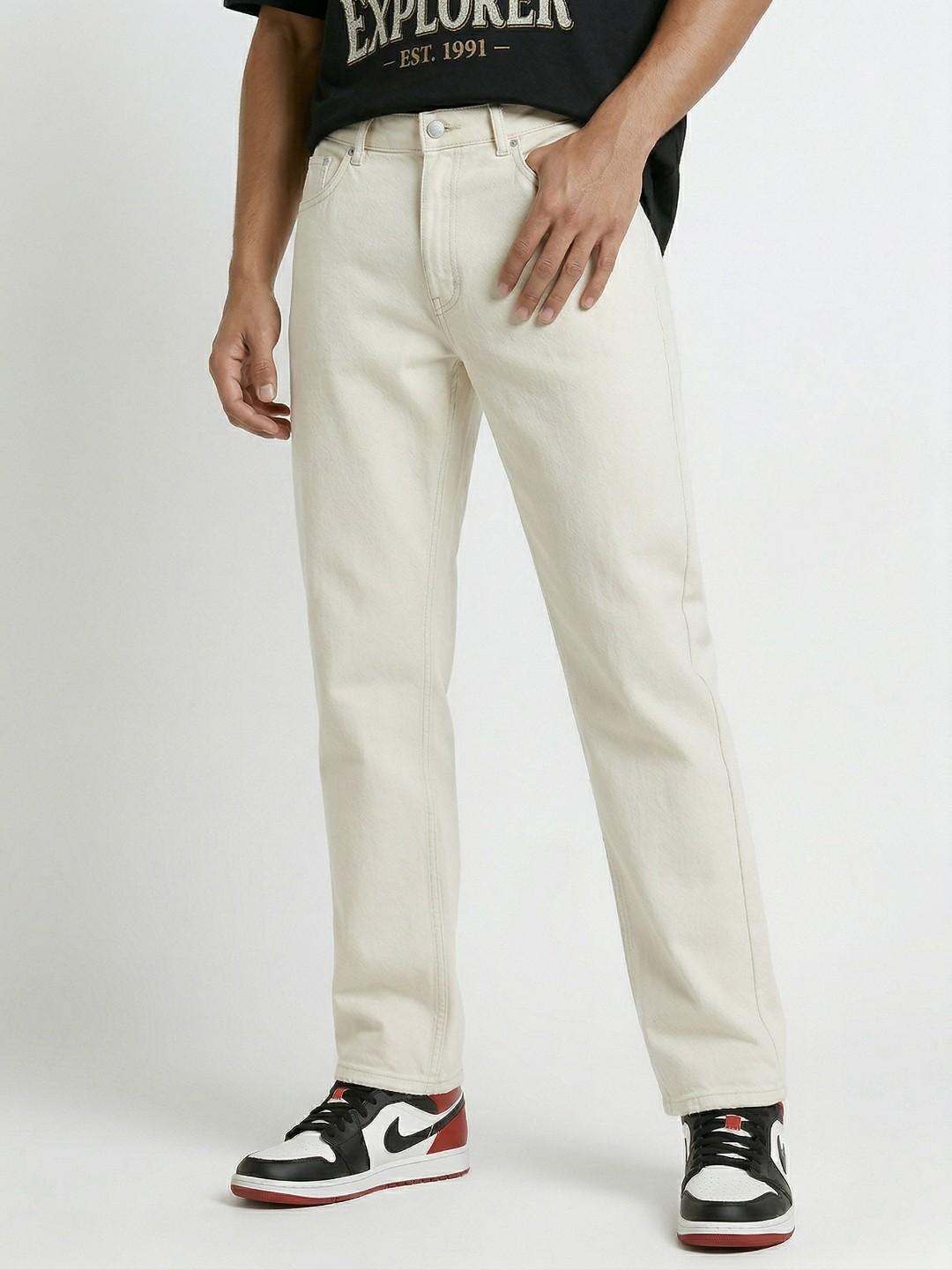 glitchez Men Straight Fit Mid-Rise Pure Cotton Jeans - Image 1