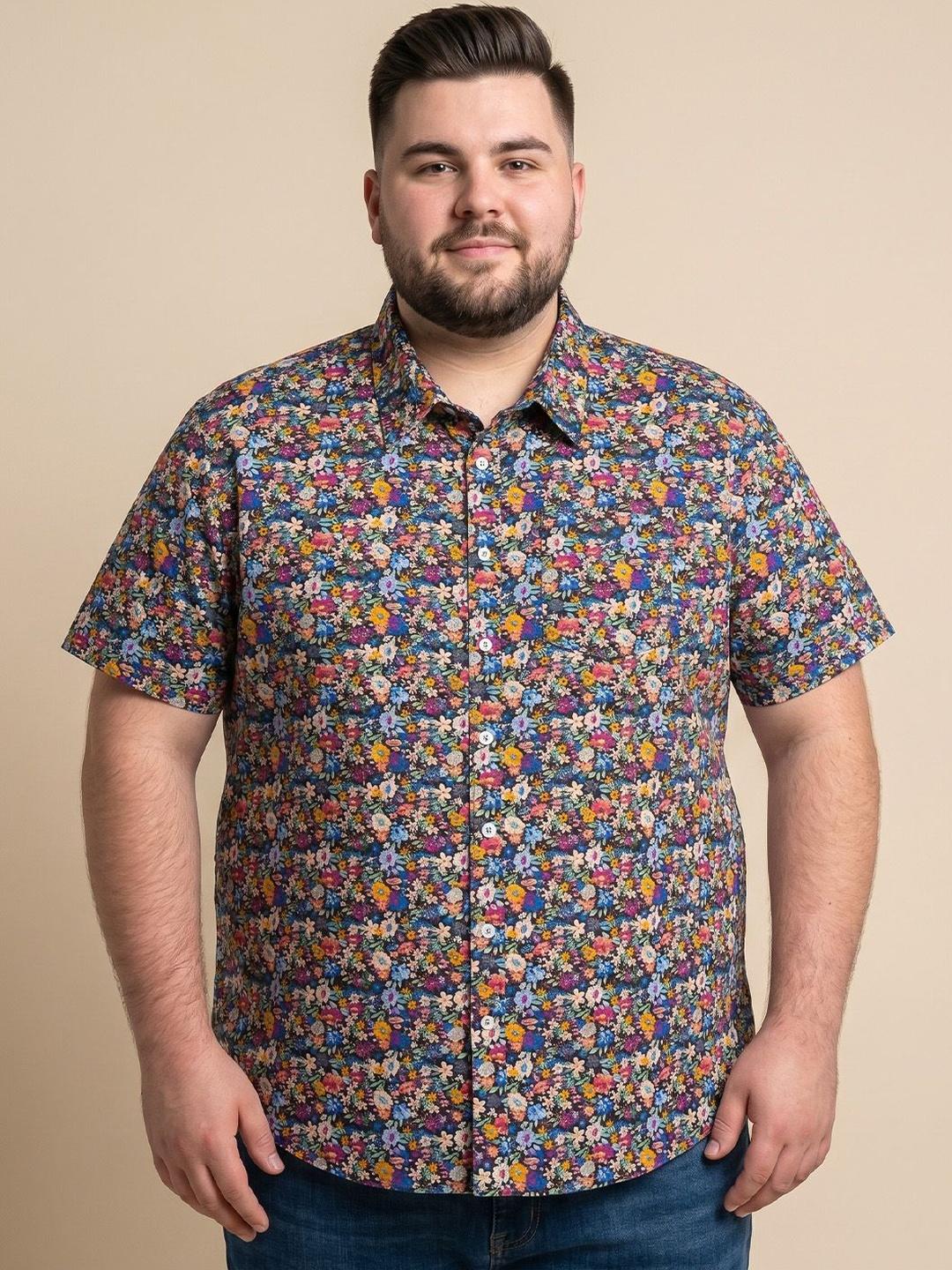 トップス echeveria Brembana vintage fabric shirt1 Buy bigbanana Men Plus Size Classic Floral Printed Casual Shirt