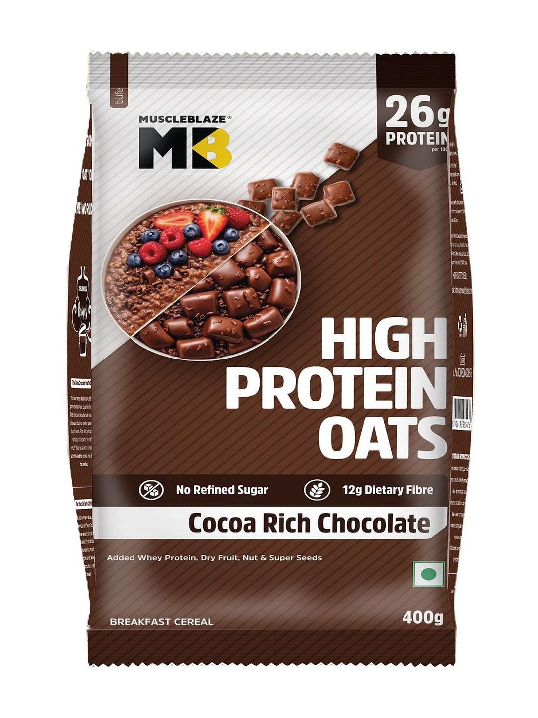 MuscleBlaze Cocoa Rich Chocolate High Protein Oats - 400 g - Image 1