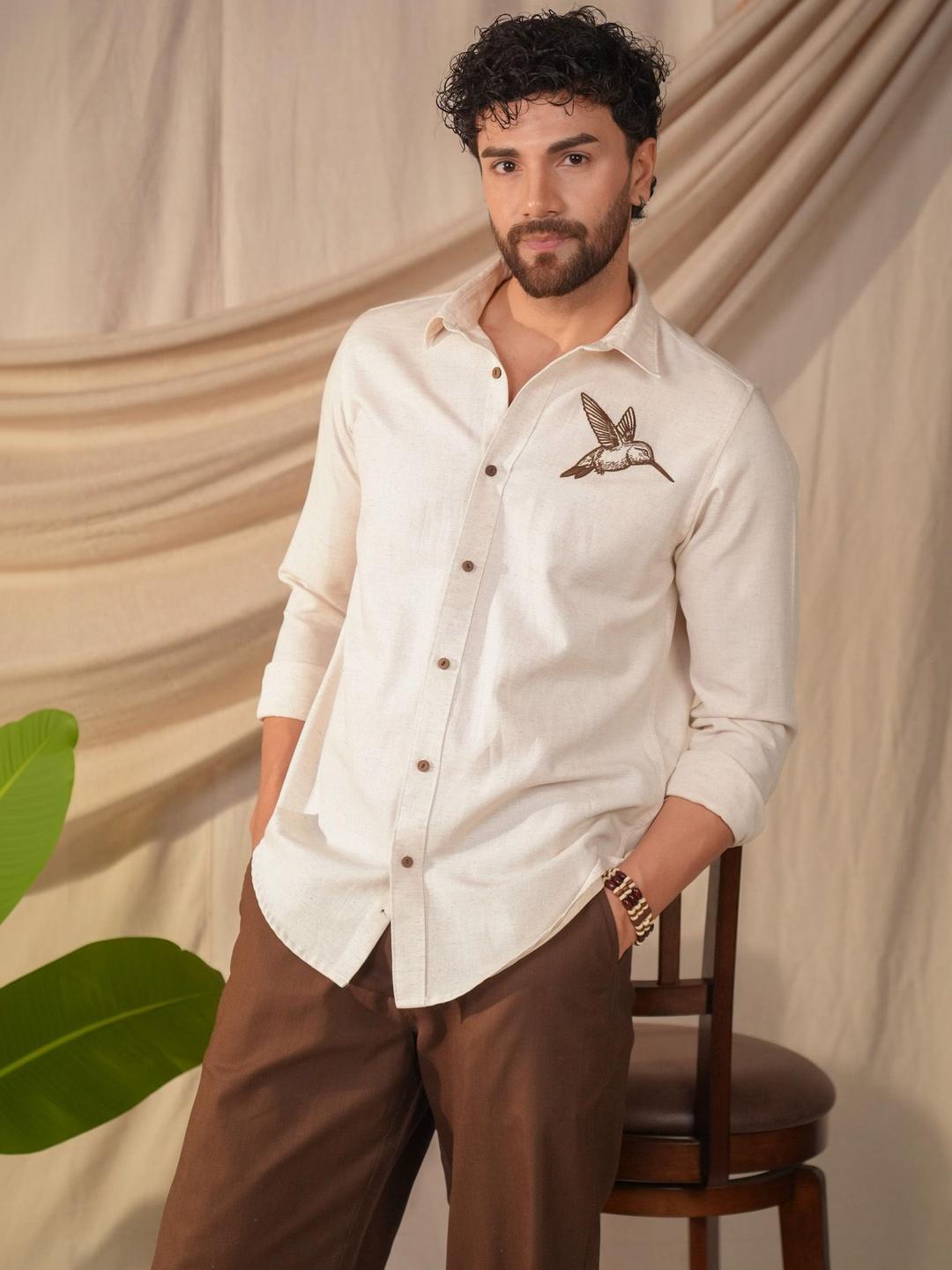 PERCH Men Spread Collar Slim Fit Shirt - Image 1