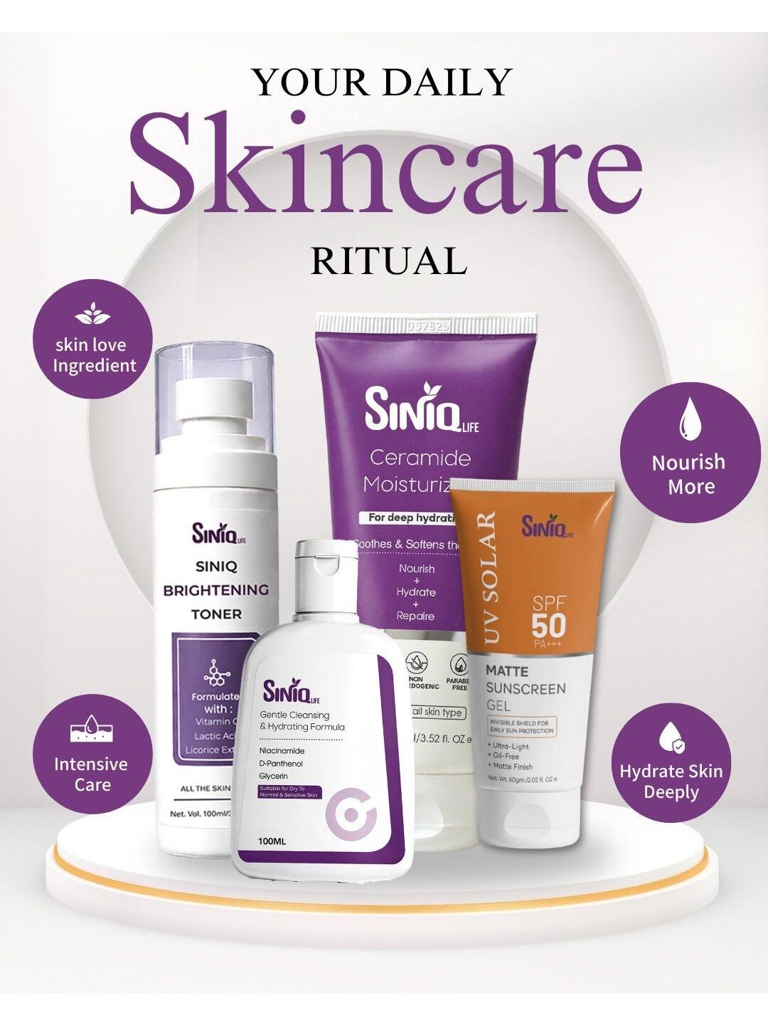 Buy Siniqlife Set Of 4 Cleanser, Toner, Moisturizer -100 ml Each