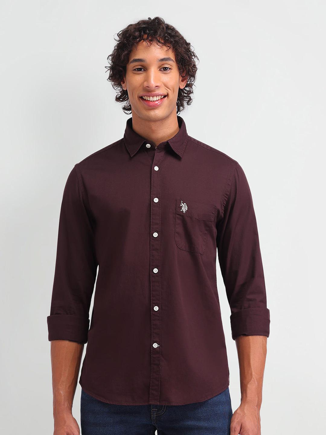 U.S. Polo Assn. Denim Co. Pure Cotton Slim Fit Opaque Casual Shirt - Image 1