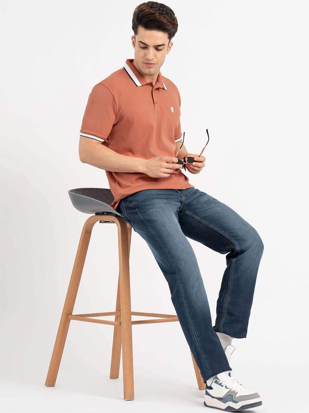 Red Tape Men Brand Logo Polo Collar T-shirt Red - Image 1