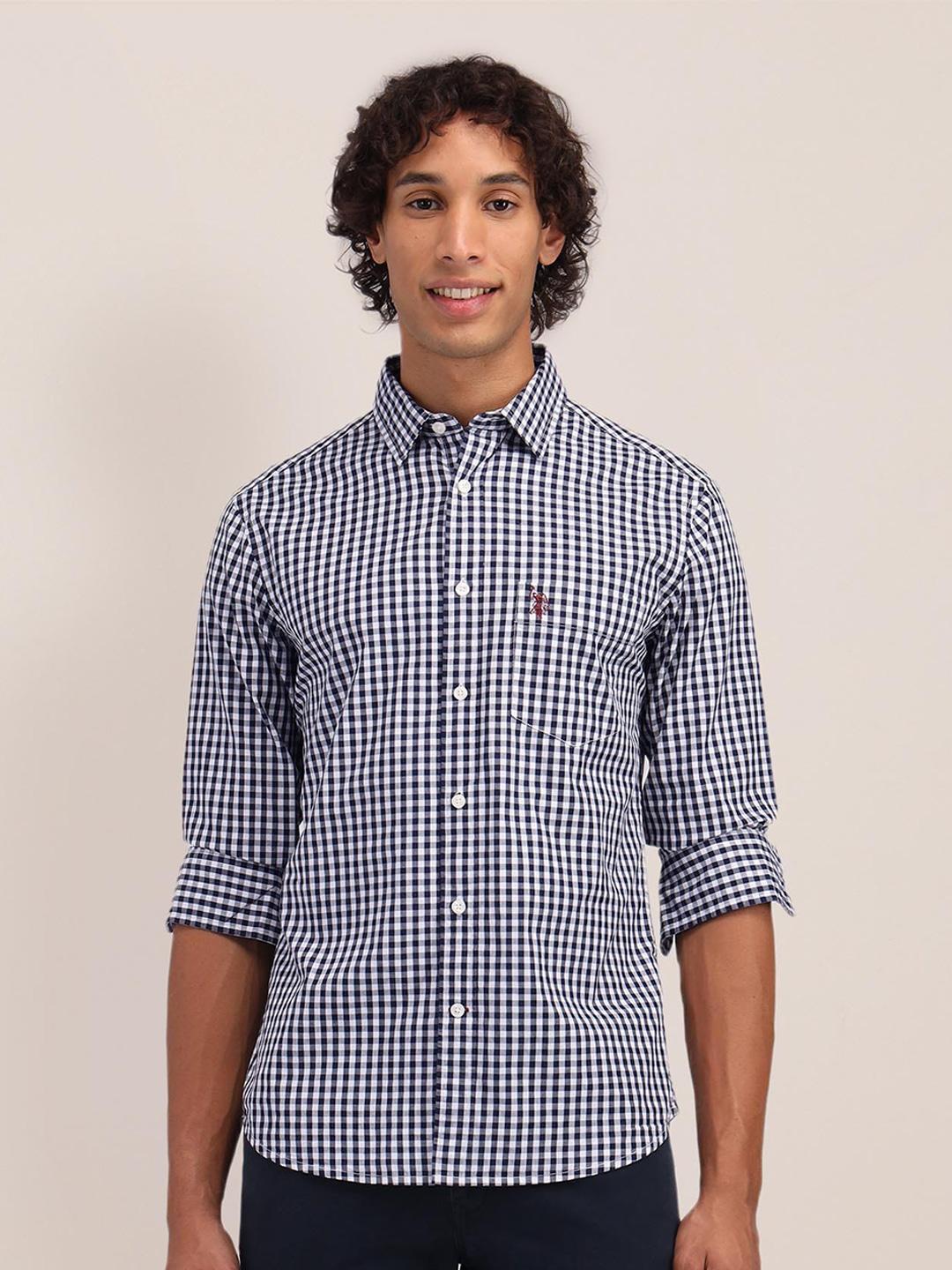 U.S. Polo Assn. Pure Cotton Tailored Fit Gingham Checked Casual Shirt