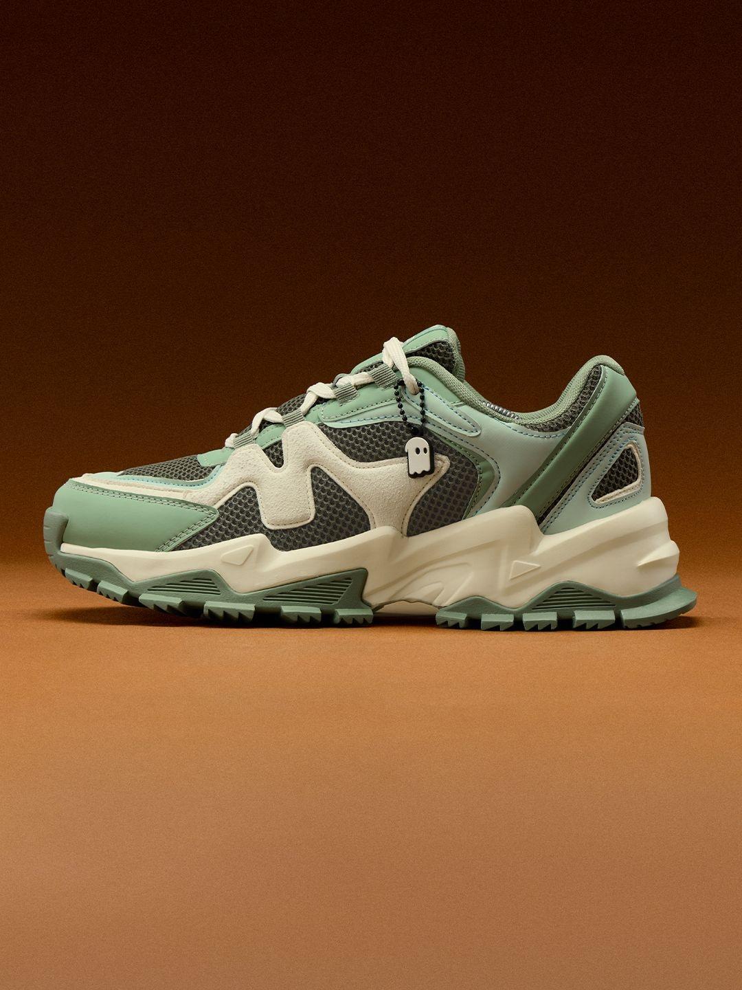 The Souled Store Men Colourblocked Green Low Top Sneakers - Image 1