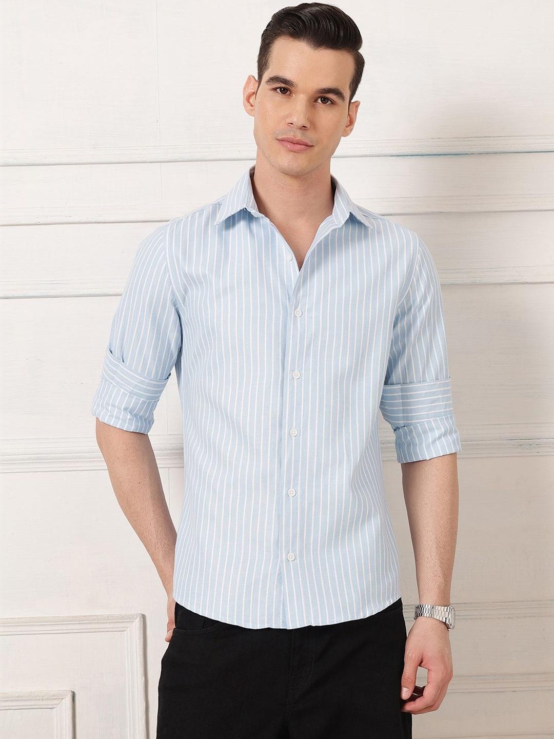 Roadster Striped Pure Cotton Slim Fit Shirt - Image 1