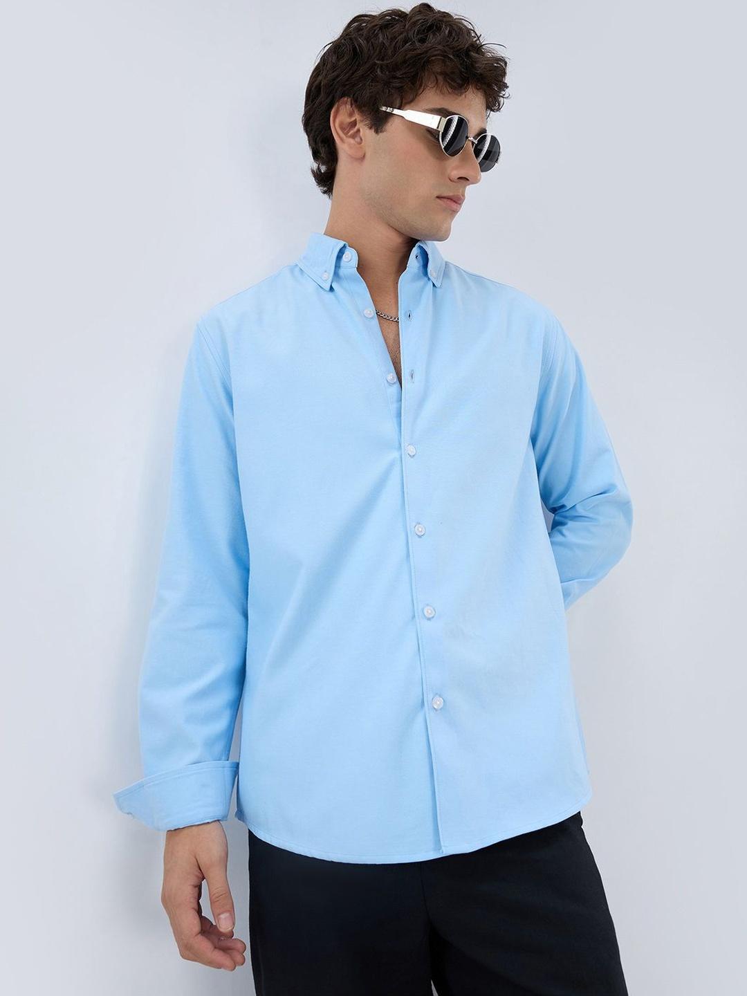 VASTRADO Sky Blue Oxford Shirt