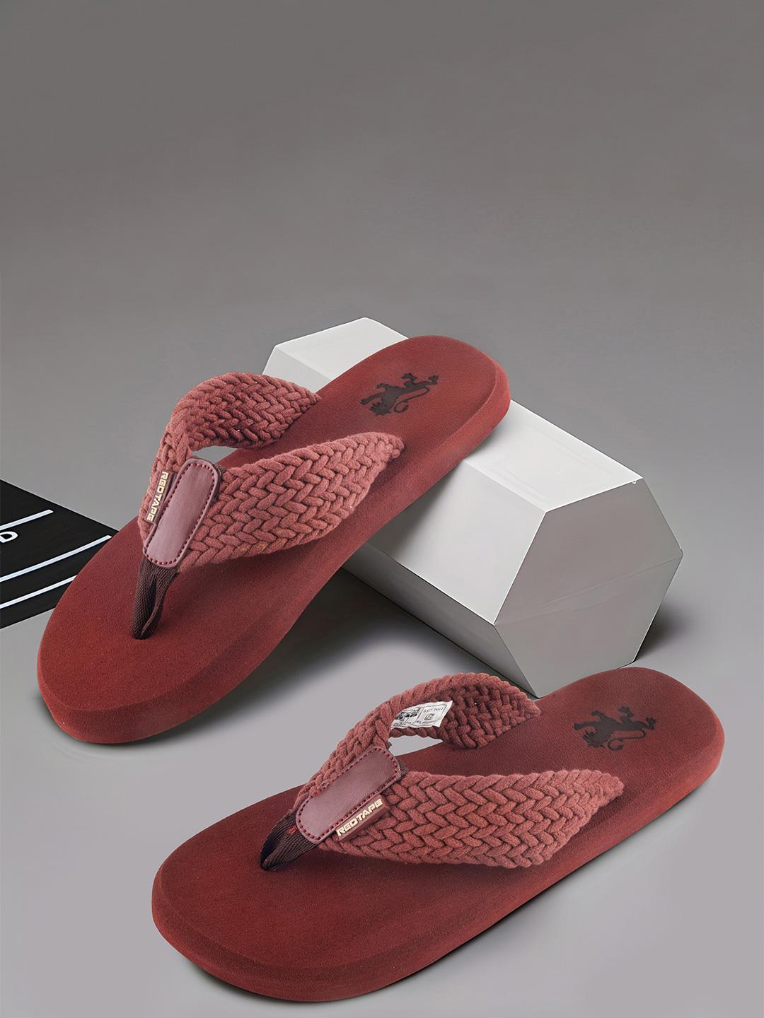 Red Tape Men PU Thong Flip-Flops (Red) - Image 1
