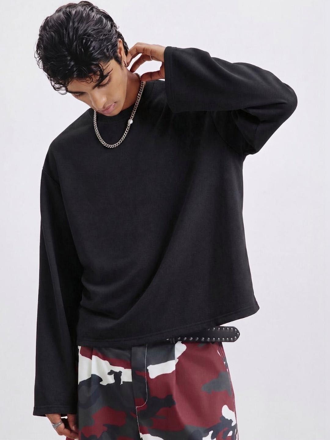 Cloth N code Men Solid Baggy Fit Full Sleeve T-Shirt - Image 1