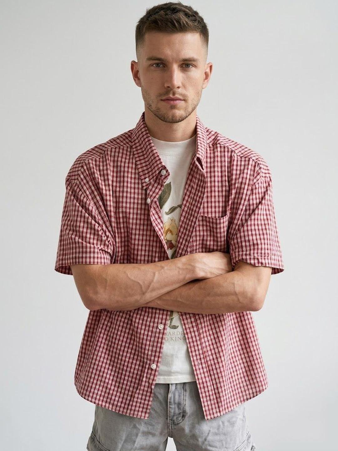 StyleCast x Revolte Men Boxy Checked Casual Shirt