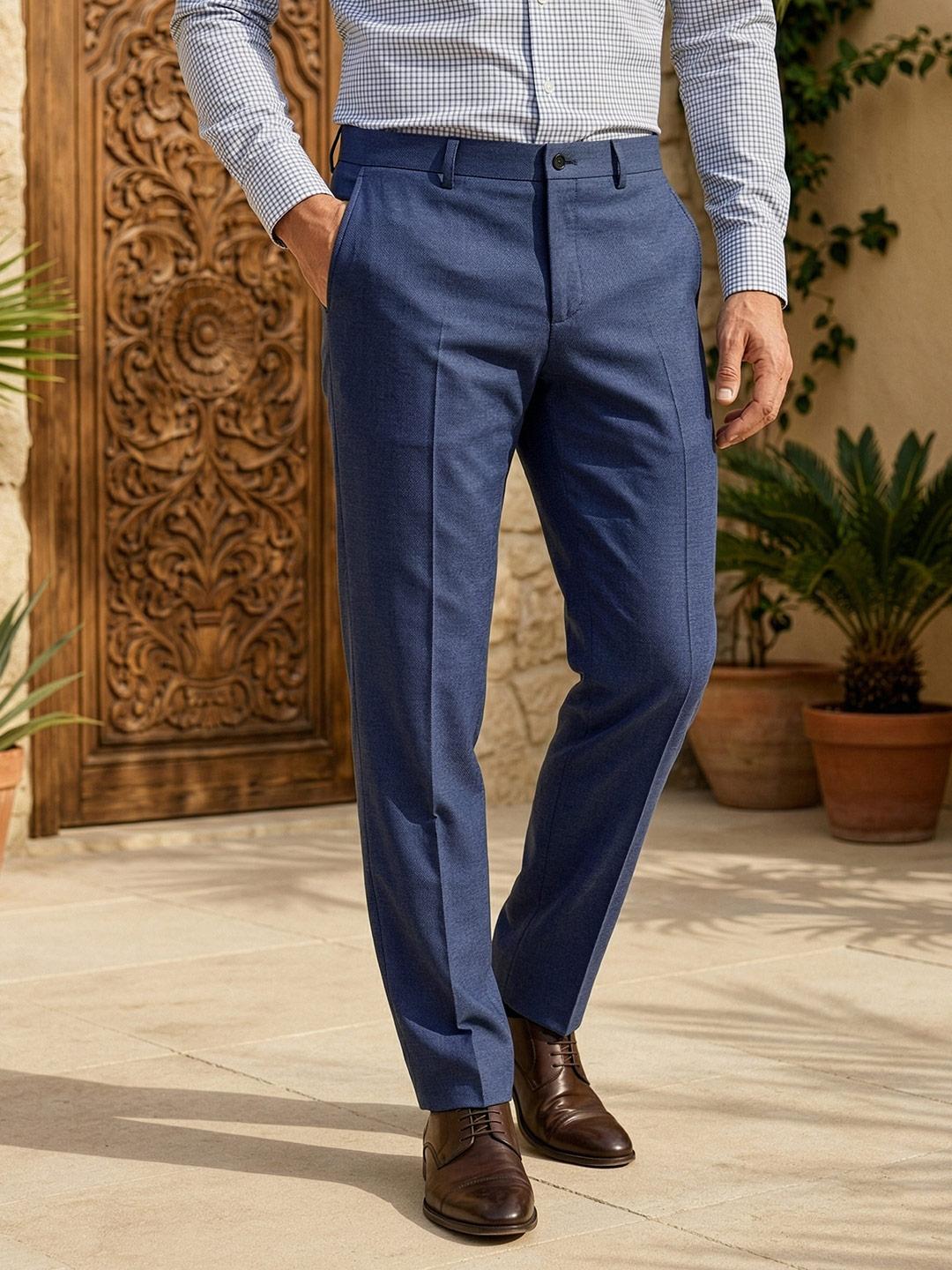 Louis Philippe Men Slim Fit Textured Stretch Formal Trouser