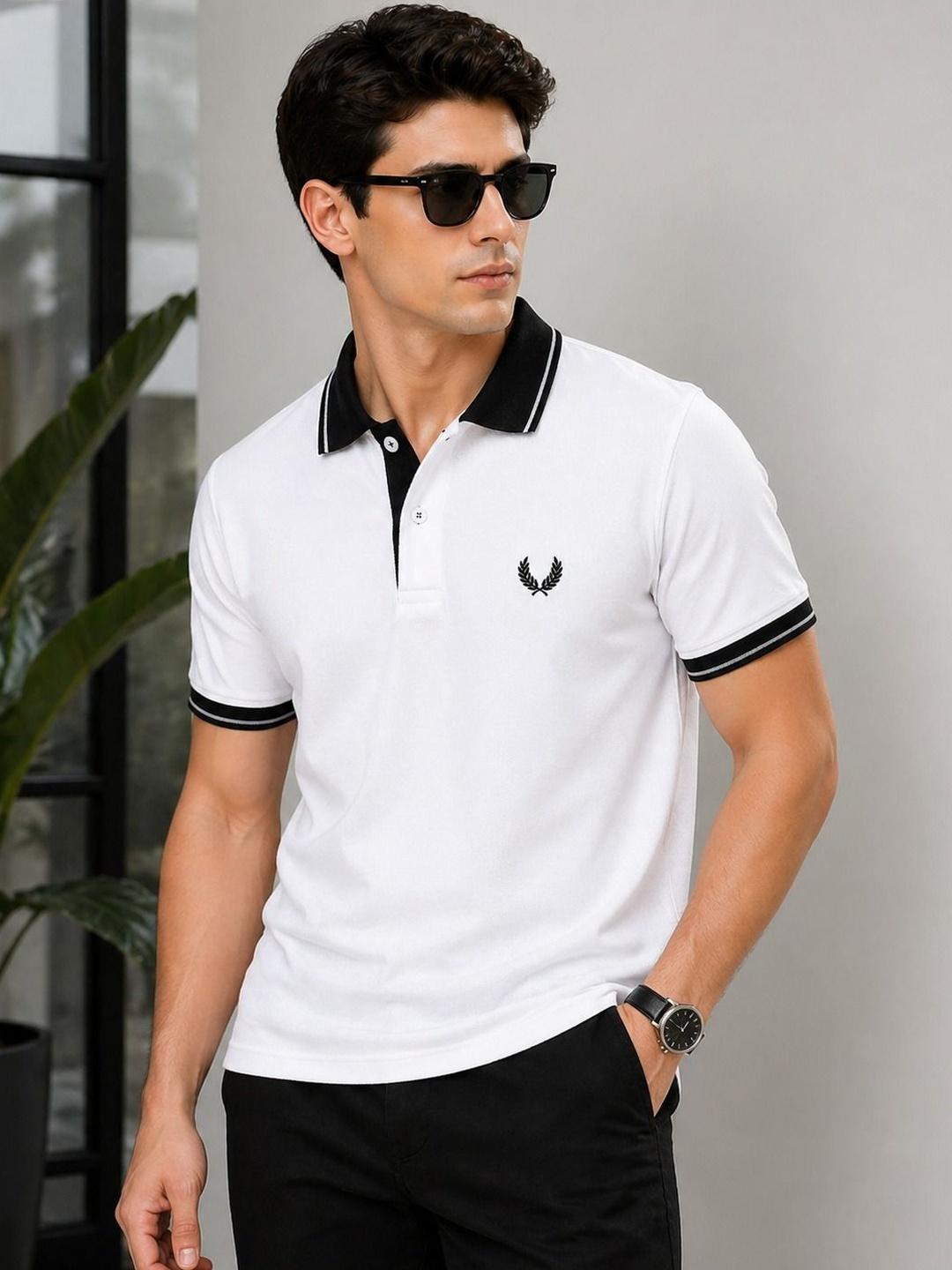 Raves Men Brand Logo Polo Collar Bio Finish T-shirt