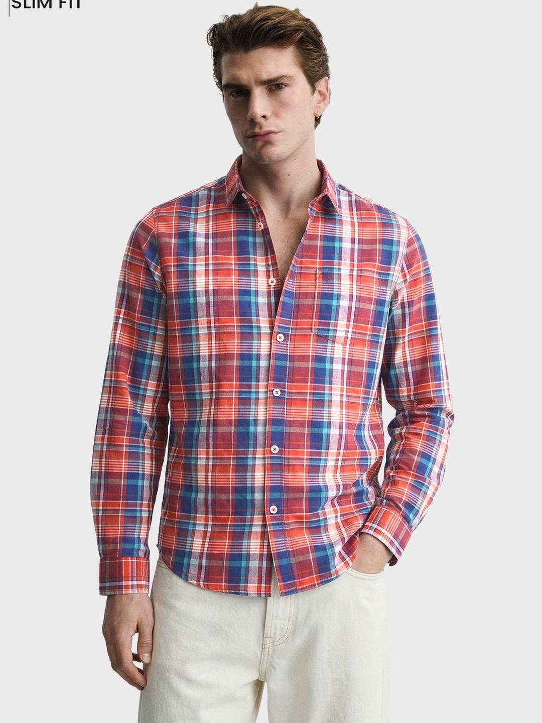 The Indian Garage Co Men Slim Fit Tartan Checks Shirt - Image 1