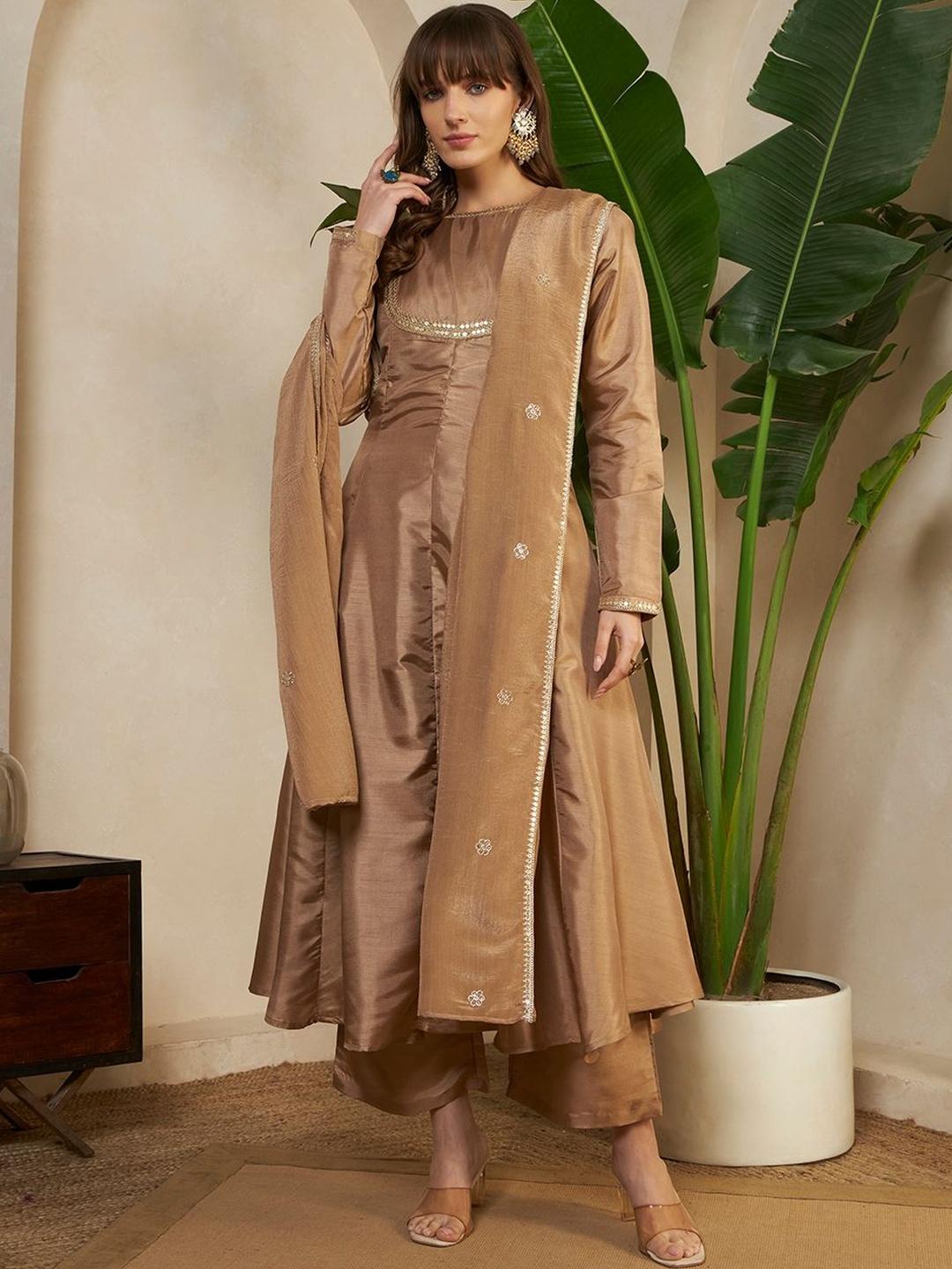 Honky Tonky Women Sequinned Silk Kurta Set with Dupatta - Image 1