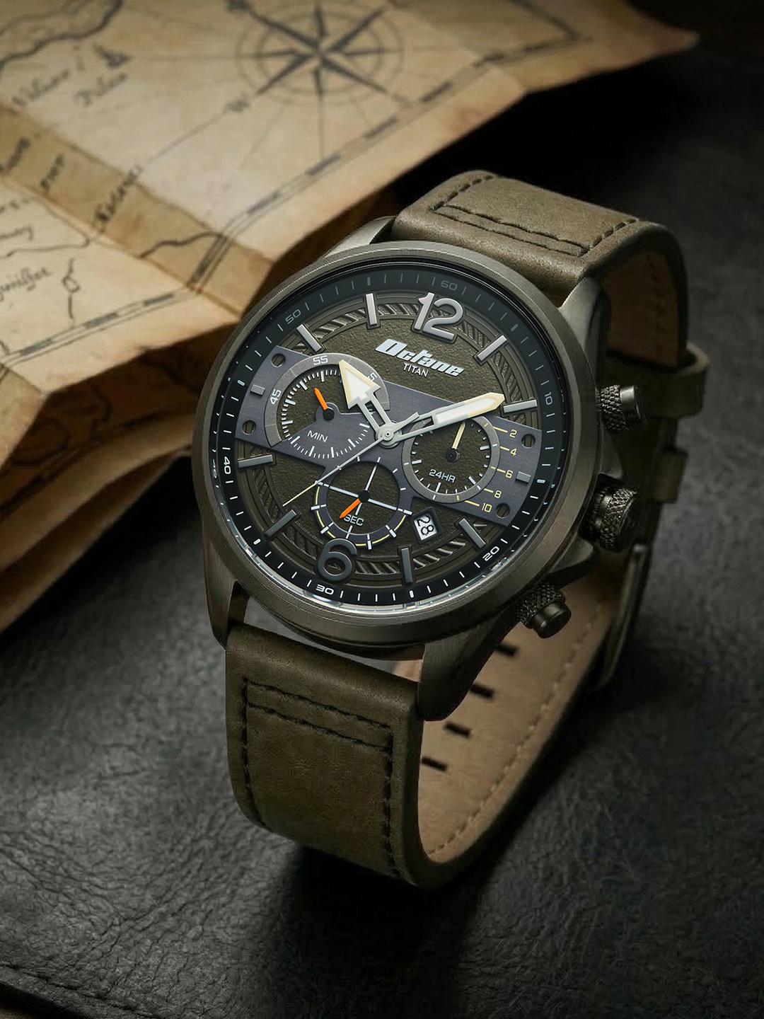 Titan Men Octane Cred Green Dial Watch 90238KL01 - Image 1